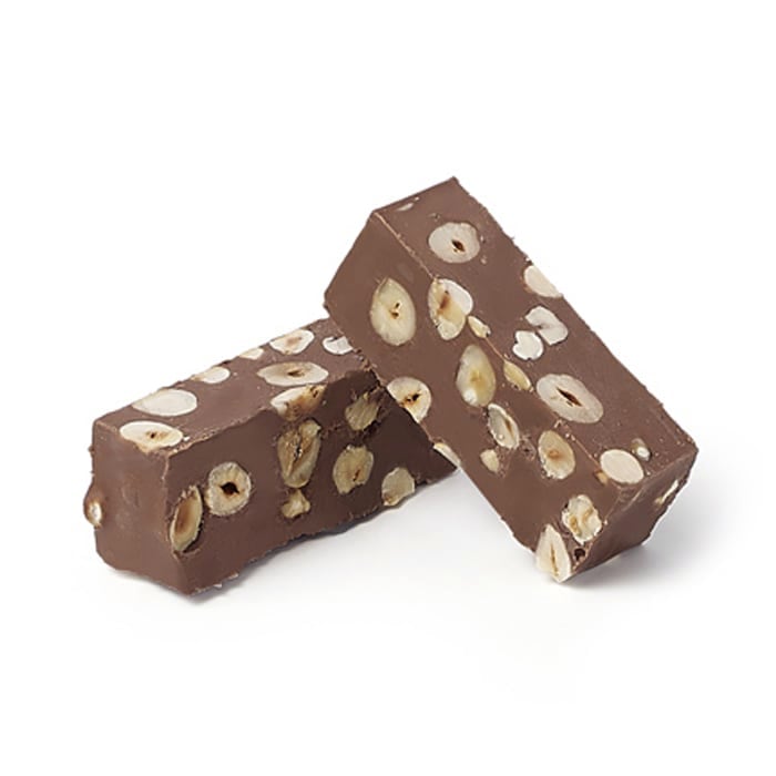 Turrón de praliné de chocolate y avellanas